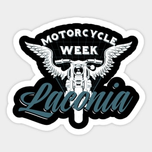 Laconia motorcycle week logo style - white and blue Sticker